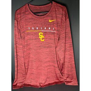 Nike x USC Trojans Dri-Fit Long Sleeve Shirt Mens 2XL Red Performance AO6053-613